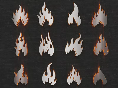3D Flame Themed Letters Design With Various Styles Decorative Elements For Creative Decor Projects 3d model