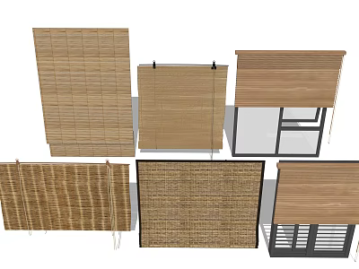 Various Wooden and Bamboo Window Blinds with Different Styles and Designs 3d model