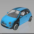 Shiny Blue Fiat Compact Car With Modern Sleek Design And Two Door Exterior