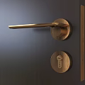 Elegant Golden Metal Door Handle With Modern Sleek Design On Dark Door Surface