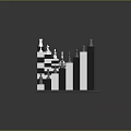 Unique 3D Black And White Layered Chessboard With Arranged Chess Pieces