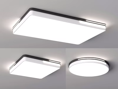 Modern Minimalist Ceiling Lights with Square and Round Shapes White Panel Home Lighting 3d model