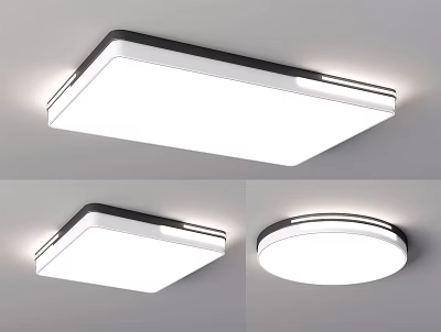 Modern Minimalist Ceiling Lights with Square and Round Shapes White Panel Home Lighting 3d model