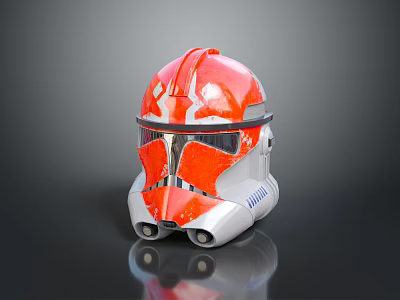 Futuristic Red And White Helmet Design With Shiny Surface Faceplate And Bottom Vents 3d model