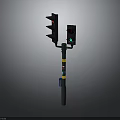 Black Street Traffic Light With Pedestrian Signal And Pole