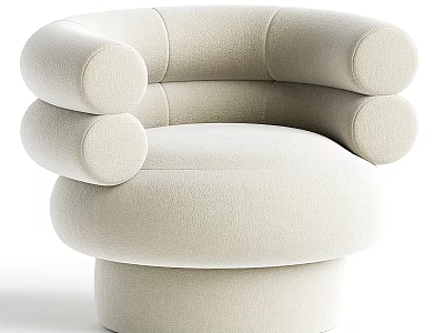 Beige Fabric Single Sofa With Rounded Arms And Modern Comfortable Design 3d model
