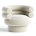 Beige Fabric Single Sofa With Rounded Arms And Modern Comfortable Design 3d model