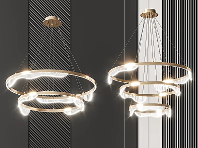 Modern Circular Multi Layer Chandelier With LED Lighting And Sleek Metallic Frame Design 3d model