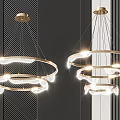 Modern Circular Multi Layer Chandelier With LED Lighting And Sleek Metallic Frame Design 3d model