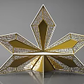 Metallic Golden Star Shaped Decorative Structure With Intricate Cutout Patterns