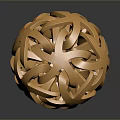 Golden Hollow Sphere Decorative Sculpture With Intricate Interlaced Design