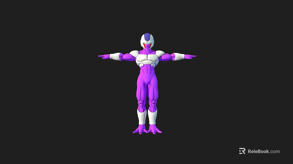 Detailed Purple And White Game Movie Character 3D Model With Outstretched Arms Design 3d model 