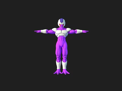Detailed Purple And White Game Movie Character 3D Model With Outstretched Arms Design 3d model