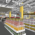 Well Organized Retail Store Interior With Shelves Of Snacks Drinks And Yellow Pillars
