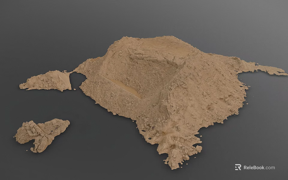 Natural Sand Pile with Small Clumps on Gray Textured Background 3d model