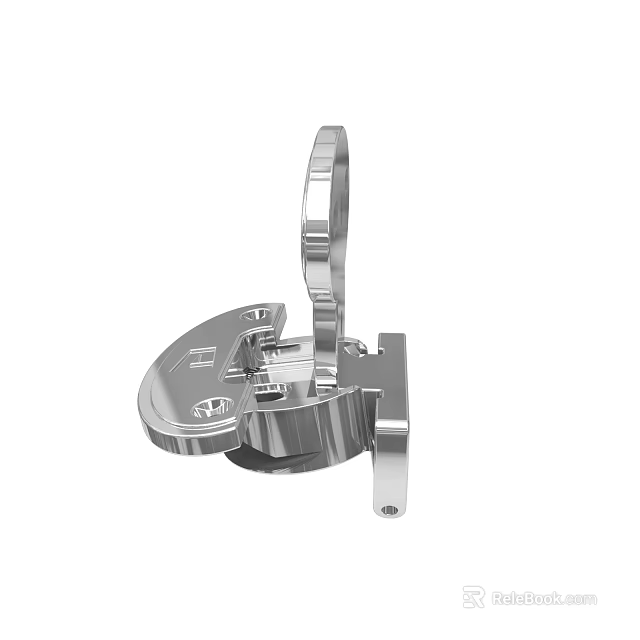 Stainless Steel Mechanical Fixture With Ring Handle And Circular Base Mounting Component 3d model 