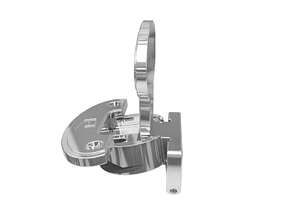 Stainless Steel Mechanical Fixture With Ring Handle And Circular Base Mounting Component 3d model