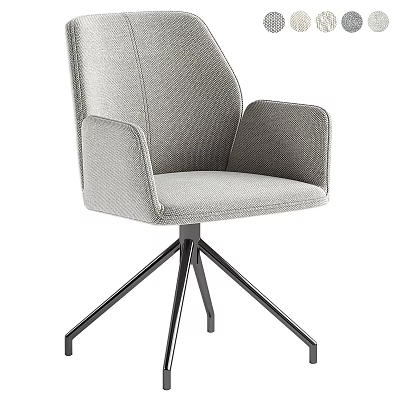 Gray Fabric Single Chair With Armrests Sleek Metal Base And Modern Design 3d model
