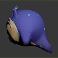 Cute Blue Purple Game Movie Character With Mushroom Head And Diamond Center