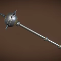 Medieval Metal Mace Weapon Featuring Spherical Head Sharp Spikes And Long Handle