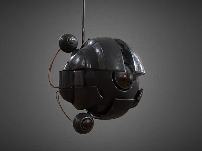 3D Rendered Black Mechanical Style Hat With Spherical Structure And Connecting Wires 3d model