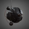 3D Rendered Black Mechanical Style Hat With Spherical Structure And Connecting Wires