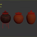 Three Decorative Ceramic Storage Jars With Colored Lids For Home Living Supplies