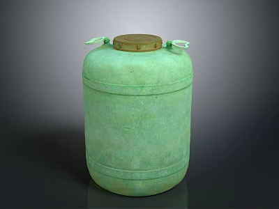 Practical Green Durable Cylindrical Household Storage Container With Lid And Handles 3d model