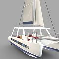 Modern Catamaran Yacht With White Hull Sails And Spacious Deck 3d model