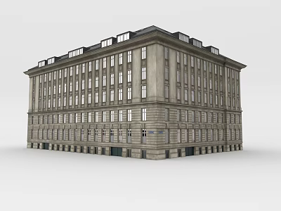 Classical Multi story Building With Stone Facade And Symmetrical Window Design 3d model
