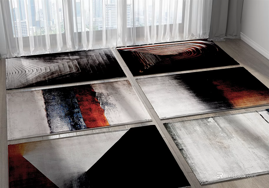 Modern Square Rugs With Abstract Art Patterns And Various Colors For Interior Decoration 3d model 