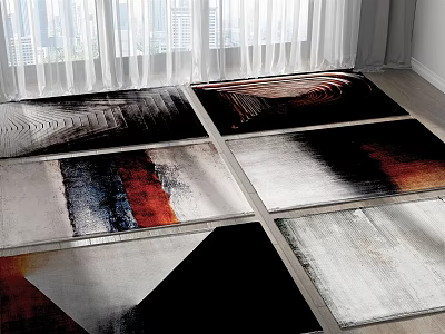 Modern Square Rugs With Abstract Art Patterns And Various Colors For Interior Decoration 3d model