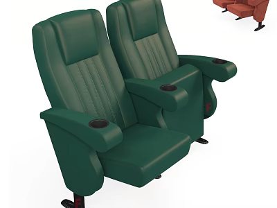 Pair of Green Recliner Chairs with Armrests and Cup Holders 3d model