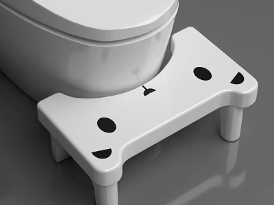 White Cartoon Cat Shape Stool for Kids Next to Toilet with Cute Design 3d model