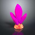 Shiny Pink Crystal Cluster with Orange Base Displayed on Black Surface