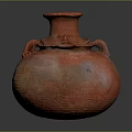 Handcrafted Red Pottery Sculpture With Textured Surface And Dual Handles Design