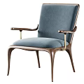 Modern Single Chair With Plush Fabric Wooden Legs And Gold Metal Armrests