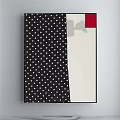 Modern Art Print With Black White Polka Dots And Gray Red Accents