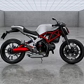 Black Red Sporty Naked Motorcycle With Modern Design In Concrete Room