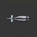 Modern White 3D Helicopter Model With Blue Rotor Blades And Windows