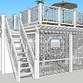 New Chinese-style Observation Deck Double-layer Grape Frame Landscape Deck Outdoor Leisure Space 3d model