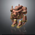 Pink Sci Fi Robot Character With Antennas Round Eyes And Mechanical Armor 3d model