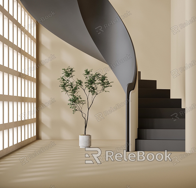 Rotating Staircase Staircase Potted Plant model