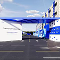 Event Entrance for Tianzhang Group 18th Anniversary Celebration with Blue Background Lighting Stage and Seats