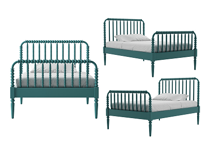 Modern Single Bed Green Single Bed 3d model