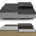 Elegant Modern Coffee Table with Marble Top and Geometric Metal Frame Design 3d model