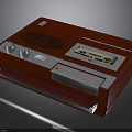 Red Classic Cassette Recorder Electronic Appliance With Control Knobs And Tape Slot