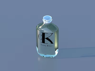 Calvin Klein Perfume In Transparent Glass Bottle With White Cap Design 3d model
