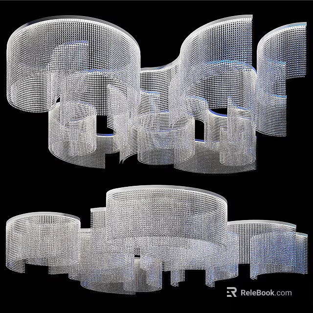 Modern Luxury Chandelier with Metal Mesh Multi-layered Design and Artistic Aesthetic 3d model 