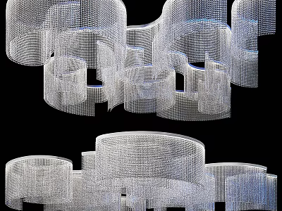 Modern Luxury Chandelier with Metal Mesh Multi-layered Design and Artistic Aesthetic 3d model